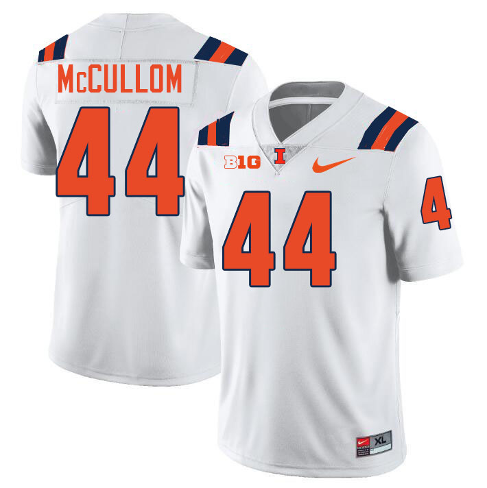 Men #44 Angelo McCullom Illinois Fighting Illini College Football Jerseys Stitched-White